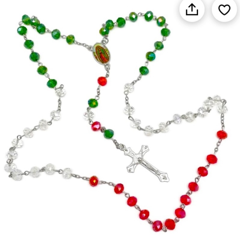 New rosary with Mexican flag colors